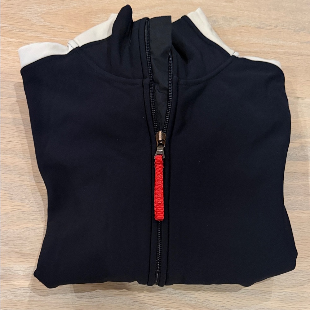 Prada Black Bomber Jacket with White and Red Details